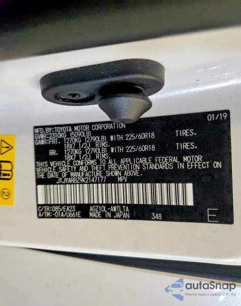 2019 Lexus Nx 300 Base z USA, uszkodzony, nr VIN JTJYARBZ9K2147177